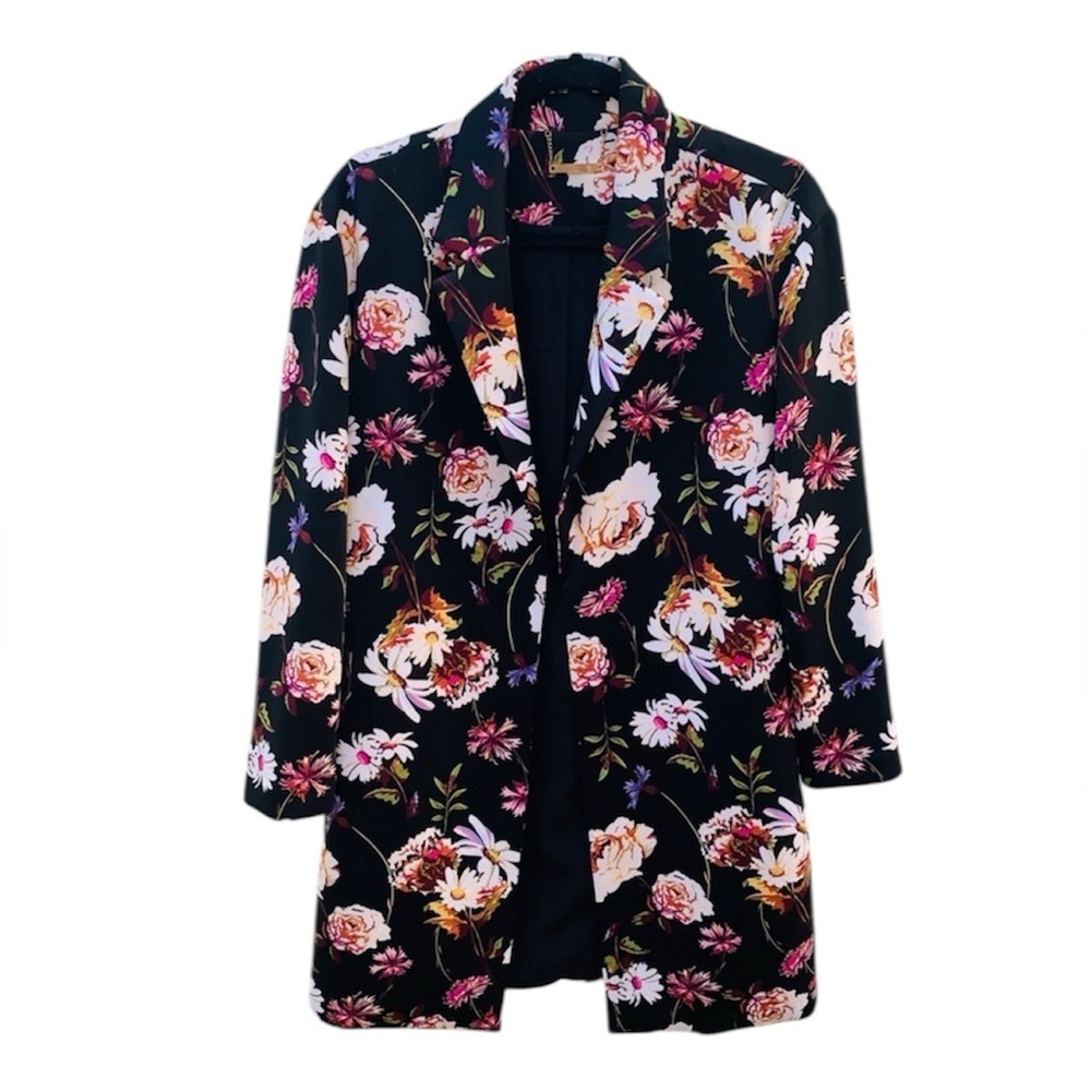 Tahari Floral Scuba Blazer Jacket‎ Top Coat